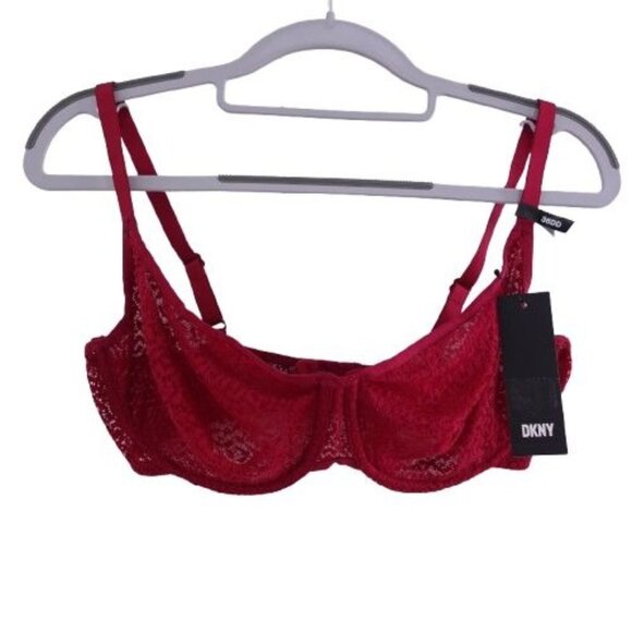 NEW DKNY Modern Lace Sheer Unlined Demi Bra Red Size 36DD DK4019 - Picture 1 of 6